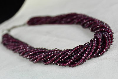 Natural Garnet Faceted Round Beads Necklace 14 L 4mm 782 Ct Red Gemstone Party