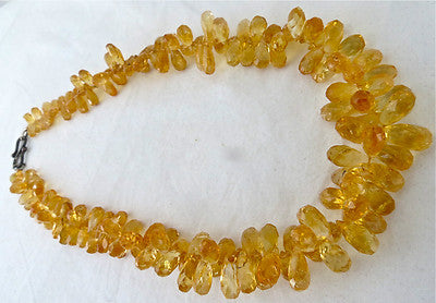 Natural Citrine Teardrop Bead Necklace 484 Ct Gemstone Sterling Silver Fashion
