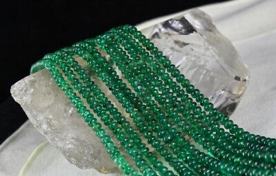 Certified Green Gemstone Natural Emerald 338ct Beads Necklace For Women