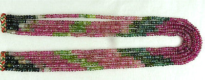 Natural Shaded Multi Tourmaline Faceted Round Beads Necklace 289 Ct 5 L