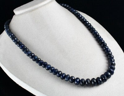 Dyed Sapphire Corundum Beads 803 Carats Round Faceted Gemstone Necklace