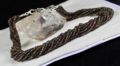 Natural Black Smoky Quartz Beads 10mm Faceted Round Necklace 860 Ct Gemstone