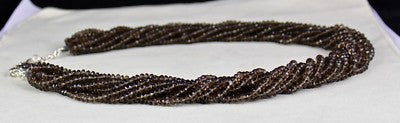 Natural Black Smoky Quartz Beads 10mm Faceted Round Necklace 860 Ct Gemstone