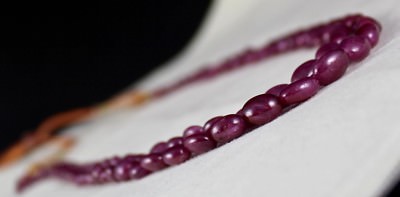 Certified Natural Untreated Ruby 232ct Beads Cabochon Necklace For Women