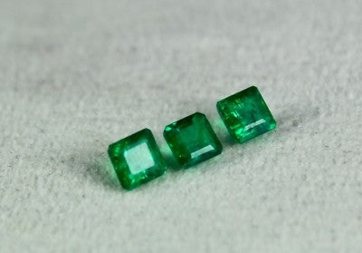 Certified Earthmined Natural Emerald 5mm Square Cut 3 Pcs 2.08ct Gemstone Ring