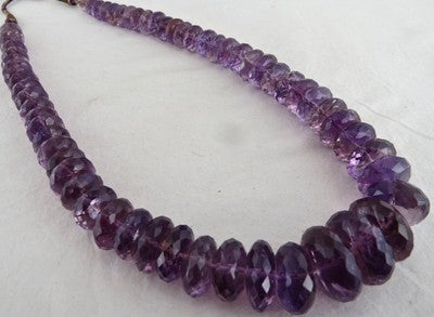 925 Ct Natural Amethyst Beads Faceted Gemstone Sterling Silver Necklace