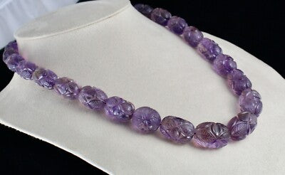 Certified Natural Amethyst 922 Ct Engraved Sterling Silver Antique Necklace