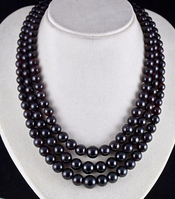 Natural Red Garnet Round Beads Necklace 1451 Ct Gemstone Beaded Fashion Jewelry