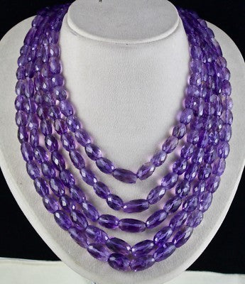 Certified Natural Amethyst 1619 Ct Oval Faceted Beads Fashion Necklace For Women