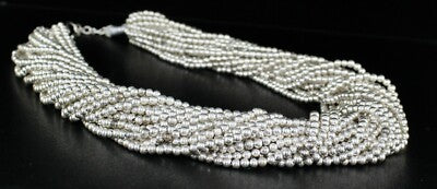 Old Antique 925 Sterling Silver Beads Necklace 705 Ct Designer Bunch