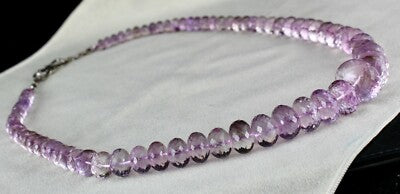 Natural Pink Amethyst Beads Faceted Round 663 Ct Gemstone Fashion Necklace