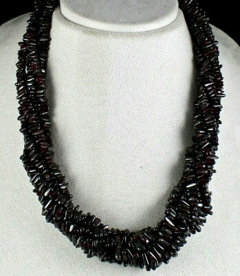 Sterling Silver Necklace Natural Garnet Triangle Beads 1432ct Red Gem For Women
