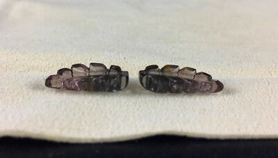 Natural Multi Tourmaline Leaves Earrings 9.54ct Gemstone Stud Designing