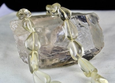 Natural Lemon Quartz 580 Carats Tumble Beads Gemstone Necklace