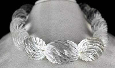 Certified Natural White Rock Crystal Quartz Oval Beads 13 Pcs 3725 Ct Gemstone