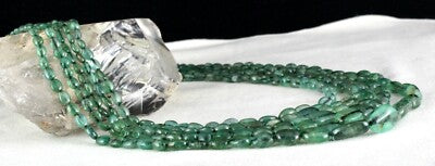 Certified Vintage Emerald Cabochon Beads 466 Ct Necklace For Women