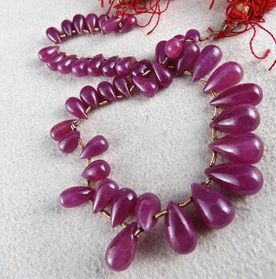 Certified Ruby Teardrop 124 Ct Gemstone Beads Sterling Silver Party Necklace