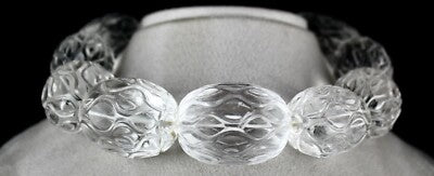 Certified Natural White Rock Crystal Quartz Oval Beads 11pcs 2990ct Gemstone