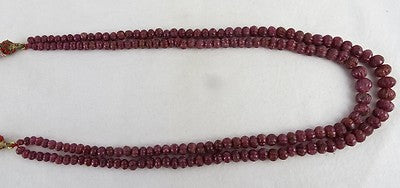 Certified Natural Ruby 276 Ct Carved Melon Gemstone Beads Necklace For Ladies