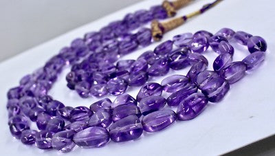 Natural Amethyst Beads 3 L 585 Ct Purple Gemstone Fashion Necklace For Women
