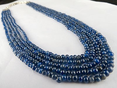 Certified Natural Blue Sapphire 289 Ct Round Beads Sterling Silver Necklace