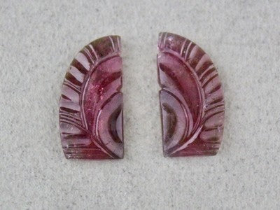 Natural Multi Colour Tourmaline 23.71 Cts Carved Gemstone Pendant Earring