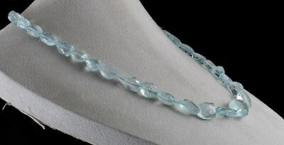 Certified Natural Aquamarine 470ct Faceted Beads Sterling Silver Necklace
