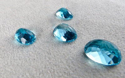 4 Pcs Finest Blue Topaz Oval Cut 38.75 Ct Gemstone For Pendant/earring/ring