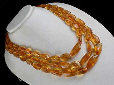 Certified Natural Yellow Citrine 1266 Ct Faceted Golden Necklace Beads Tumble