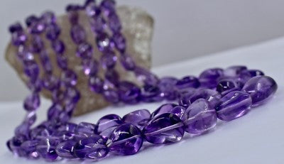 Natural Amethyst Beads 3 L 585 Ct Purple Gemstone Fashion Necklace For Women