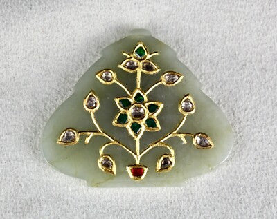 Unique Natural Old Jade 101ct Pendant Natural Diamond Emerald 22k Gold Certified