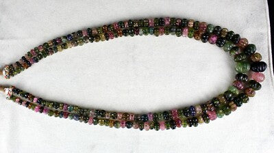 Certified Natural Multi Tourmaline 602 Ct Carved Beads Gemstone Necklace