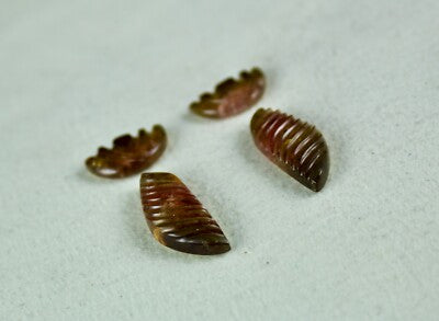 Rare Colour Natural Tourmaline Carved 4 Pcs 18.12 Ct Gemstone For Earrings