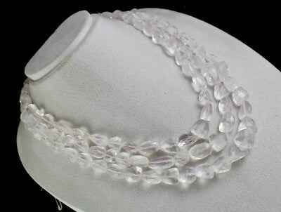 Natural Pink Aquamarine 1094 Ct Faceted Tumble Beads Gemstone Necklace