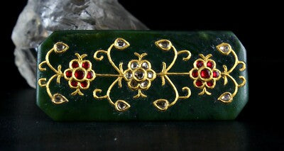 Certified Natural Nephrite Jade 253ct Pendant Natural Diamond & Gem 22k Gold