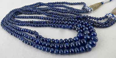 Certified Natural Blue Sapphire Necklace Round Beads 226ct Precious Gemstone