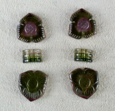 Natural Multi Green Tourmaline 31.26 Ct Carved Gemstone Earring Design