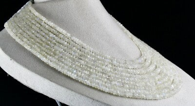 Certified Rainbow Moonstone 1132ct Beaded Necklace 9 String Natural Gemstone