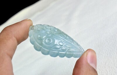 Certified Natural Blue Aquamarine 76.60 Ct Carved Gemstone Drilled For Pendant