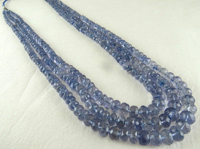 Certified Natural Blue Iolite 568ct Faceted Beads Gemstone Ladies Necklace