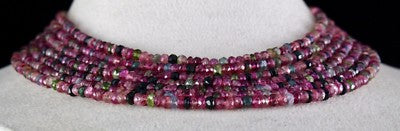 Certified Natural Multi Tourmaline 446 Ct Beads Facetted Necklace 7 Line