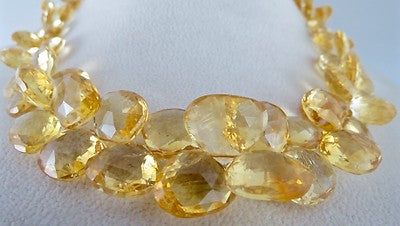 Certified Natural Yellow Citrine 410 Ct Heart Teardrop Sterling Silver Necklace