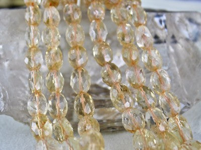 Natural Yellow Citrine 731 Ct Oval Faceted Gemstone Fine Bead Necklace