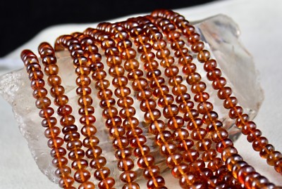 Hessonite Garnet Beads Necklace 1198 Ct Round Semi Precious 5 Line Necklace