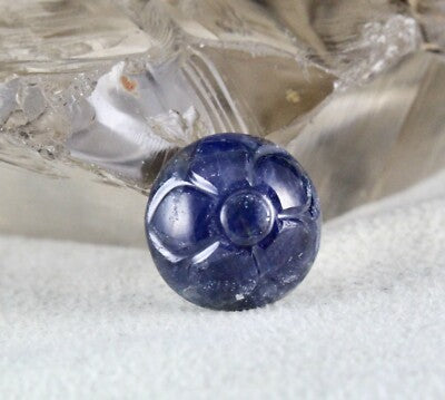 Certified Natural Burma Blue Sapphire 15.60 Ct Carved Round Sterling Silver Ring