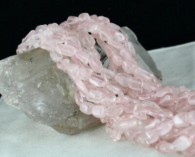 Natural Rose Quartz 897 Carats Beaded Cabochon Gemstone Necklace Strings