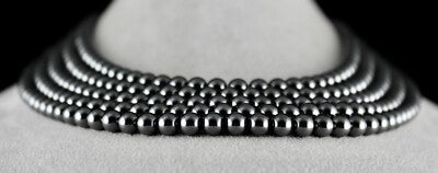 5 Line 7mm Natural Hematite Beads Round Black Necklace 1630ct Fashion Gemstone