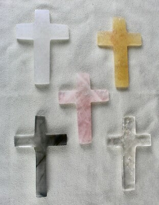 Vintage Natural Multi Quartz 749 Ct Gemstone Spiritual Cross Pendant 5 Pcs