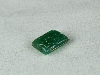 Natural Emerald 6.37 Ct Carved Rectangle Gemstone For Ring Pendant Brooch