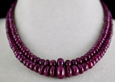 Certified Natural Ruby Beads Necklace 382 Ct Round Gemstone Collection Red